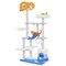 66" Tall Blue Plush Cat Tree Tower with Sisal Posts and Hammock Condo, Perch for Indoor Cats